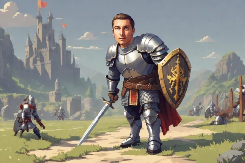 paladin,massively multiplayer online role-playing game,dwarf sundheim,castleguard,joan of arc,dane axe,knight armor,heroic fantasy,the wanderer,knight village,knight festival,game illustration,crusader,male elf,knight tent,king arthur,knight,medieval,adventurer,aesulapian staff