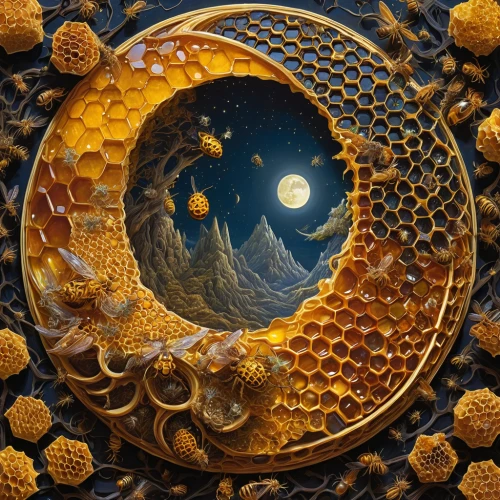 fractals art,fractals,fractal art,honeycomb,mandelbulb,lunar landscape,mushroom landscape,planetary system,moon phase,celestial bodies,geode,spheres,yinyang,agate,moon cake,sacred geometry,phase of the moon,harmonia macrocosmica,ammonite,inner planets,Illustration,Realistic Fantasy,Realistic Fantasy 03