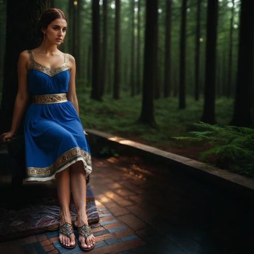 ballerina in the woods,girl in a long dress,portrait photography,blue dress,blue enchantress,a girl in a dress,perched on a log,aditi rao hydari,digital compositing,portrait photographers,jasmine blue,mazarine blue,wedding photography,vintage dress,evening dress,enchanted forest,enchanting,in the forest,pre-wedding photo shoot,fashion shoot