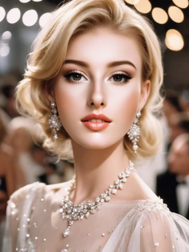 bridal jewelry,vintage makeup,bridal accessory,pearl necklace,pearl necklaces,love pearls,realdoll,beautiful model,jeweled,model beauty,elegant,beautiful woman,romantic look,diamond jewelry,doll's facial features,elsa,elegance,gena rolands-hollywood,beautiful women,marylin monroe