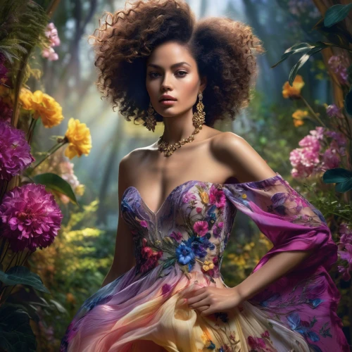 girl in flowers,fantasy portrait,linden blossom,african american woman,beautiful african american women,fairy queen,faerie,flora,floral,faery,lilac arbor,enchanting,flower fairy,tiana,rosa 'the fairy,afro-american,q30,fantasy art,rosa ' amber cover,beautiful girl with flowers,Photography,Artistic Photography,Artistic Photography 02
