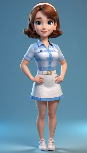 nurse uniform,waitress,female nurse,cute cartoon character,cheerleading uniform,cheerleader,sports girl,tennis player,3d model,retro girl,doll dress,tennis coach,stewardess,model years 1958 to 1967,pinup girl,disney character,sports uniform,3d figure,retro pin up girl,mikuru asahina,Unique,3D,3D Character