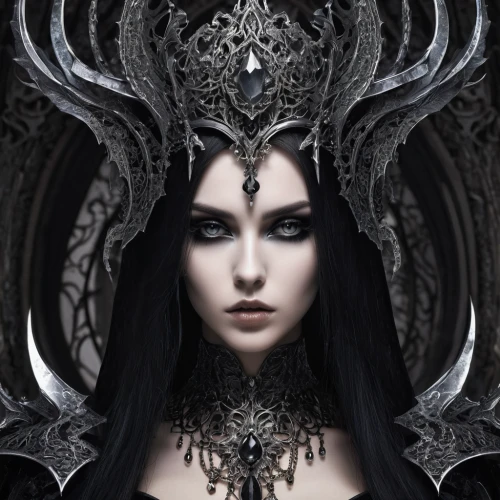 dark elf,priestess,gothic portrait,gothic woman,the enchantress,dark angel,elven,queen of the night,sorceress,gothic style,gothic fashion,fantasy art,mirror of souls,dark gothic mood,daemon,fantasy portrait,gothic,dark art,black angel,goth woman,Illustration,Realistic Fantasy,Realistic Fantasy 46