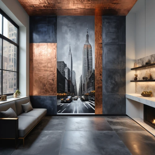 dark cabinetry,modern decor,interior modern design,interior design,corten steel,contemporary decor,brownstone,penthouse apartment,exposed concrete,apartment lounge,ceramic tile,room divider,wall plaster,ceramic floor tile,metallic door,hardwood floors,stone slab,modern room,concrete slabs,wall decor,Photography,General,Natural