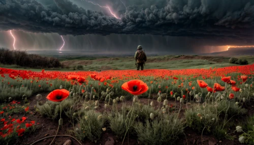 thunderstorm,nature's wrath,thunderclouds,storm clouds,field of poppies,lightning storm,red poppies,poppy fields,mushroom landscape,eastern ukraine,poppy field,fantasy picture,mammatus,mother nature,dramatic sky,natural phenomenon,ukraine,thundercloud,a thunderstorm cell,fantasy landscape