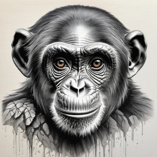 chimpanzee,primate,common chimpanzee,cercopithecus neglectus,chimp,gorilla,primates,macaque,ape,great apes,silverback,gibbon 5,the monkey,monkey,skull illustration,bonobo,siamang,baboon,paraxerus,colobus,Illustration,Black and White,Black and White 30