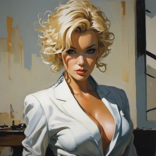 bouffant,blonde woman,marylyn monroe - female,femme fatale,white coat,marylin monroe,marilyn,italian painter,painter,painting technique,cigarette girl,painting work,art painting,blanche,painting,white lady,study,meticulous painting,seamstress,oil paint,Conceptual Art,Fantasy,Fantasy 10