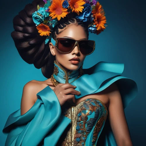 exotic flower,fashion illustration,fashion vector,teal blue asia,headdress,venetian mask,fashion shoot,artificial hair integrations,oriental princess,ethnic design,women's accessories,jasmine blue,asian costume,luxury accessories,women fashion,geisha girl,color turquoise,jewelry florets,flower exotic,colorful floral,Photography,Artistic Photography,Artistic Photography 08