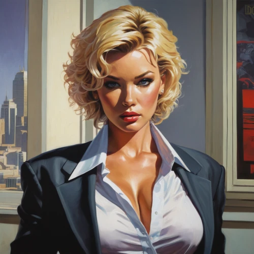 marylyn monroe - female,blonde woman,femme fatale,businesswoman,marilyn,ann margarett-hollywood,cigarette girl,business woman,gena rolands-hollywood,marylin monroe,bouffant,business girl,receptionist,spy visual,female doctor,oil painting on canvas,the blonde in the river,secretary,retro woman,retro women,Conceptual Art,Fantasy,Fantasy 15
