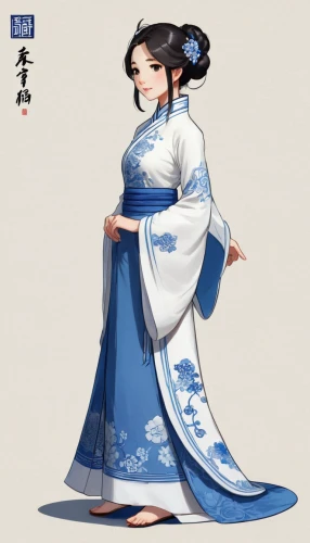 hanbok,ao dai,oriental princess,geisha,geisha girl,blue and white china,wuchang,mulan,oriental girl,shuanghuan noble,mukimono,chinese art,chinese style,junshan yinzhen,rice paper,oriental painting,oriental,zui quan,hwachae,korean culture,Unique,Design,Character Design