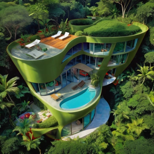 eco hotel,tropical house,tree house hotel,floating island,tree house,cube stilt houses,dunes house,eco-construction,green living,island suspended,tropical greens,floating islands,tropical island,treehouse,cubic house,cube house,tropical jungle,holiday villa,artificial island,futuristic architecture