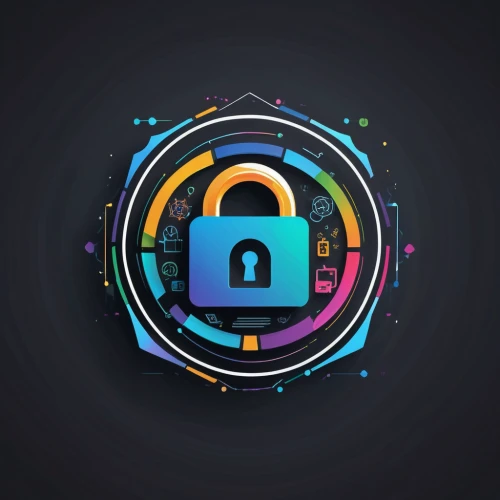 information security,colorful foil background,digital identity,cybersecurity,cyber security,internet security,it security,digital safe,cryptography,encryption,combination lock,digital rights management,smart key,android icon,download icon,computer icon,authentication,spotify icon,security concept,circle icons,Unique,Design,Logo Design