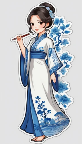 ao dai,wuchang,hanbok,blue and white china,xizhi,white and blue china,hwachae,shuanghuan noble,xiaochi,oriental princess,yuanyang,yangqin,bamboo flute,jiaogulan,taijiquan,jeongol,wushu,siu mei,mukimono,taekkyeon,Unique,Design,Sticker