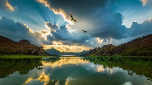 hot-air-balloon-valley-sky,heaven lake,landscape photography,floating over lake,beautiful landscape,landscapes beautiful,marvel of peru,fantasy picture,nature landscape,fantasy landscape,philippines,beautiful lake,landscape nature,amazing nature,philippines scenery,landscapes,reflection in water,flying birds,new zealand,birds in flight