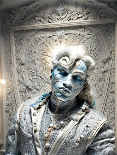 white walker,mozartkugel,bust of karl,the carnival of venice,andrew jackson statue,suit of the snow maiden,mozartkugeln,father frost,mozart fountain,masquerade,triton,george washington,rococo,sculpture,poseidon god face,neptune,the snow queen,venetian mask,sea god,statue