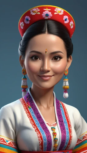 pocahontas,zoroastrian novruz,maya,azerbaijan azn,eurasian,indian woman,kyrgyz,inner mongolian beauty,mulan,asian woman,indians,dulzaina,indian girl,indian,uzbekistan,khuushuur,novruz,vietnamese woman,peruvian women,kosmea,Unique,3D,3D Character