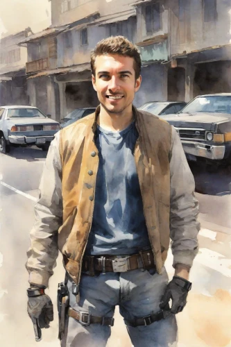 mechanic,lando,car mechanic,world digital painting,solo,auto mechanic,digital painting,photo painting,blue-collar worker,mercenary,construction worker,custom portrait,the sandpiper general,scrap dealer,mad max,cg artwork,combat medic,truck driver,sci fiction illustration,tradesman