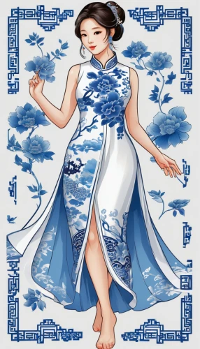 blue and white china,oriental princess,oriental painting,white and blue china,ao dai,chinese art,wuchang,oriental girl,blue and white porcelain,rou jia mo,chinese style,siu mei,xiaochi,blue and white,china southern airlines,jasmine blue,xing yi quan,zui quan,jiaozi,oriental,Unique,Design,Sticker