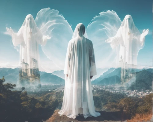 the angel with the veronica veil,angels of the apocalypse,archangel,photomanipulation,pilgrimage,fantasy picture,priestess,prophet,bridal veil,angelology,angels,ascension,the spirit of the mountains,astral traveler,the archangel,angel's trumpets,veil,photo manipulation,pall-bearer,guardian angel,Photography,Artistic Photography,Artistic Photography 07