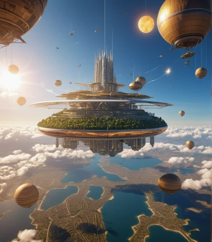 sky space concept,airships,futuristic landscape,valerian,utopian,fantasy world,fantasy city,terraforming,alien world,airship,metropolis,futuristic architecture,sci fi,sci-fi,sci - fi,alien planet,sky city,space tourism,skycraper,scifi,Photography,General,Realistic