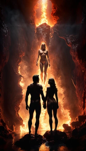 fire background,door to hell,chasm,heaven and hell,magma,inferno,burning man,molten,game art,lava,couple silhouette,he-man,hot love,man and woman,fire and water,sci fiction illustration,fire dance,doomsday,game illustration,album cover,Photography,Artistic Photography,Artistic Photography 15