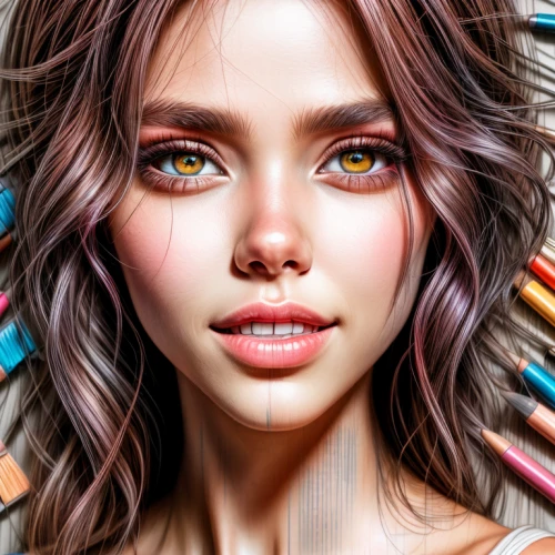 cosmetic brush,digital art,world digital painting,airbrushed,retouch,illustrator,colored pencil background,fantasy portrait,neon makeup,portrait background,women's cosmetics,artist color,cosmetic,cosmetics,girl portrait,eyes makeup,digital artwork,gradient mesh,girl drawing,artificial hair integrations