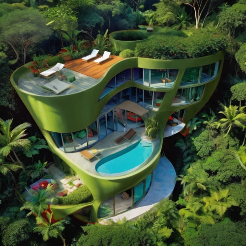 eco hotel,tropical house,tree house hotel,dunes house,tree house,floating island,green living,eco-construction,cube stilt houses,tropical greens,island suspended,cube house,holiday villa,treehouse,cubic house,tropical island,tropical jungle,floating islands,holiday complex,futuristic architecture