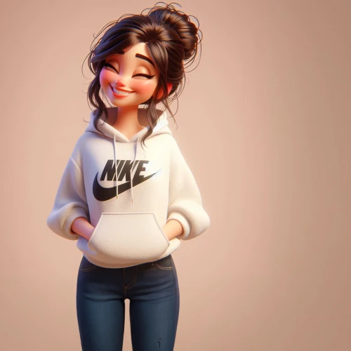 cute cartoon character,nike,sweatshirt,3d render,sports girl,3d model,3d rendered,agnes,cute clothes,tracksuit,mulan,render,fashionable girl,hoodie,cute cartoon image,disney baymax,sportswear,disney character,sweatpants,stylized