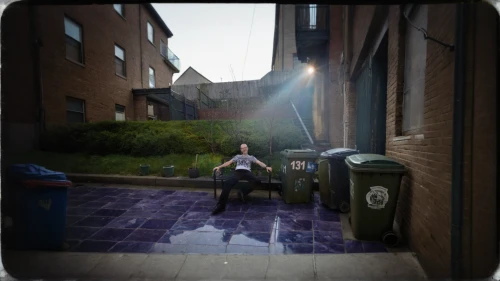 bin,rubbish collector,rain barrel,waste collector,trash can,garbage can,garbage collector,waste bins,garbage cans,trashcan,digital compositing,waste container,recycling bin,recycle bin,image manipulation,trash cans,alley,alleyway,photomanipulation,discarded