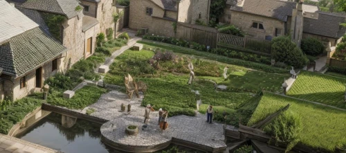 abbaye de belloc,medieval architecture,hotel de cluny,moated castle,medieval,courtyard,puy du fou,moret-sur-loing,monastery garden,knight village,abbaye de sénanque,elizabethan manor house,medieval town,dordogne,amboise,moated,castelul peles,l'isle-sur-la-sorgue,maulbronn monastery,medieval castle,Landscape,Landscape design,Landscape space types,Countryside Landscapes