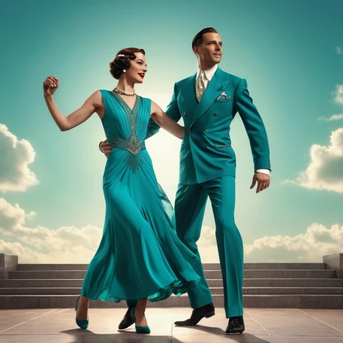 vintage man and woman,roaring twenties couple,turquoise wool,ballroom dance,teal and orange,art deco,art deco background,teal,turquoise,color turquoise,dancing couple,digital compositing,atomic age,roaring twenties,turquoise leather,vintage boy and girl,latin dance,art deco woman,social,teal digital background,Photography,General,Realistic