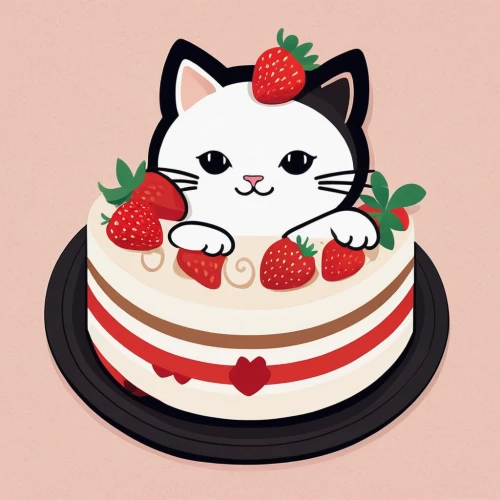 clipart cake,strawberrycake,strawberries cake,little cake,a cake,cake,tea party cat,torte,cherrycake,shortcake,red cake,fondant,cat kawaii,dribbble,strawberry,strawberry roll,kue,sweetheart cake,cassata,kawaii food,Illustration,Japanese style,Japanese Style 06