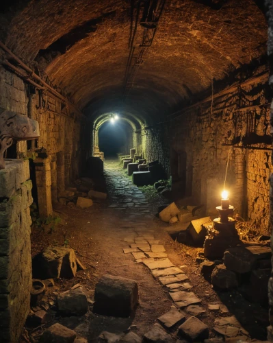 catacombs,stone oven,wine cellar,cellar,dungeon,botallack mine,basement,air-raid shelter,gold mining,mine shaft,charcoal kiln,mining facility,underground,stone stairway,roman bath,ancient city,brick-kiln,crypt,mining,stone stairs,Conceptual Art,Fantasy,Fantasy 31