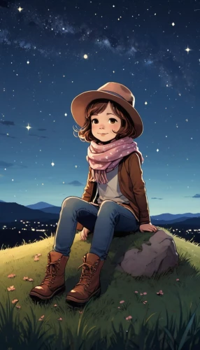 countrygirl,meadow,wander,fireflies,stargazing,autumn background,autumn icon,girl lying on the grass,prairie,starry sky,falling stars,firefly,blooming field,in the field,springtime background,starlight,on the grass,plains,autumn sky,autumn,Illustration,Children,Children 04