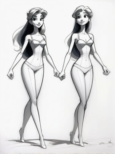 hips,proportions,stand models,concept art,retro cartoon people,pin-up girls,jasmine,curves,plus-size,curvy,hula,studies,gardenia,cutouts,venus,retro pin up girls,two girls,the sea maid,disney baymax,the beach pearl,Illustration,Black and White,Black and White 08