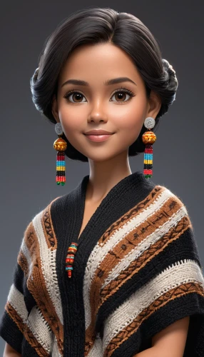 ancient egyptian girl,maya,pocahontas,worry doll,agnes,afar tribe,moana,polynesian girl,incas,indigenous culture,african woman,girl in a historic way,ancient egyptian,female doll,peruvian women,egyptian,african american woman,ethnic design,native american,inka,Unique,3D,3D Character