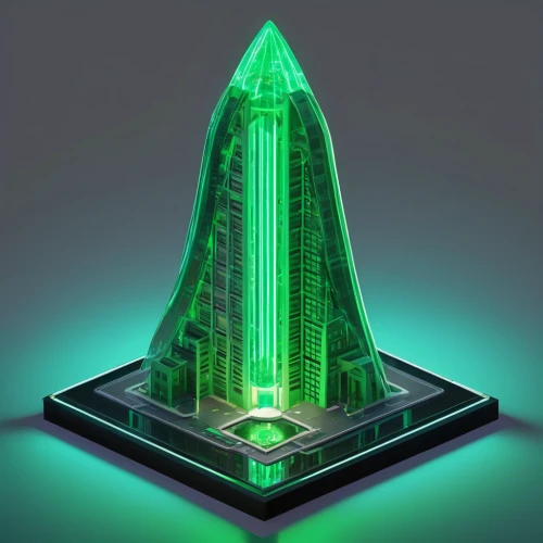 glass pyramid,electric tower,shard of glass,obelisk,patrol,basil's cathedral,gherkin,pc tower,russian pyramid,aaa,monolith,messeturm,3d model,3d render,cellular tower,burj,emerald,green,laser buddha mountain,steel tower,Unique,3D,Isometric