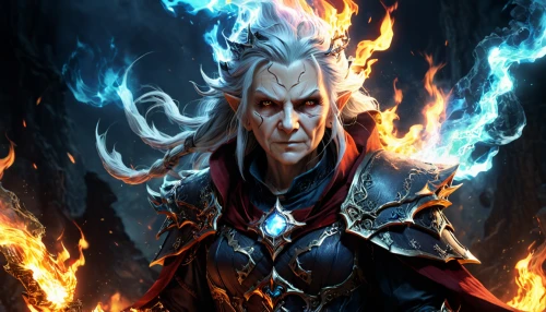 lokportrait,male elf,flickering flame,dark elf,fire background,lokdepot,magus,fire master,vax figure,thorin,vladimir,magistrate,flame spirit,smouldering torches,fantasy portrait,fantasy art,mage,flame of fire,dragon fire,god of thunder,Photography,General,Fantasy