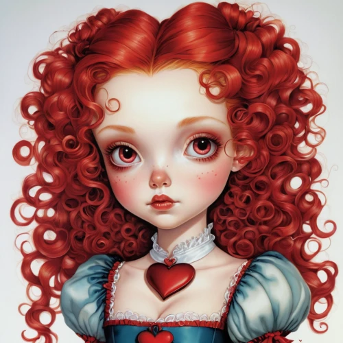 redhead doll,queen of hearts,raggedy ann,red-haired,painter doll,red heart,merida,artist doll,female doll,painted hearts,stitched heart,heart clipart,red head,heart cherries,fairy tale character,cloth doll,redhair,redheads,girl doll,valentine pin up,Illustration,Abstract Fantasy,Abstract Fantasy 11