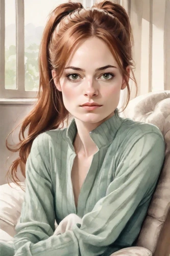 jane austen,world digital painting,digital painting,cinnamon girl,portrait of a girl,young woman,portrait background,woman face,barb,the girl's face,woman thinking,woman sitting,depressed woman,clary,woman on bed,the girl in nightie,girl in a long,fantasy portrait,redhead doll,girl in bed