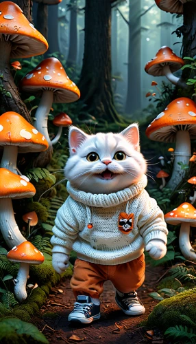 cartoon forest,forest mushroom,toadstools,forest animal,anthropomorphized animals,mushroom landscape,cute cartoon character,club mushroom,cartoon cat,whimsical animals,alice in wonderland,mushrooming,forest mushrooms,toadstool,woodland animals,forest animals,children's background,fungi,lingzhi mushroom,tommie crocus,Photography,General,Fantasy