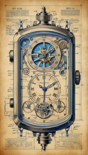 mechanical watch,chronometer,watchmaker,vintage watch,clockmaker,grandfather clock,oltimer,timepiece,clock face,analog watch,longcase clock,chronograph,wristwatch,ornate pocket watch,barometer,bearing compass,astronomical clock,men's watch,antique style,old clock,Unique,Design,Blueprint