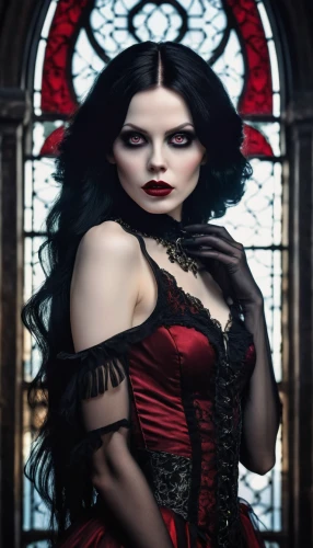 gothic woman,gothic portrait,gothic fashion,vampire woman,gothic style,vampire lady,dark gothic mood,gothic,queen of hearts,gothic dress,goth woman,victorian lady,dark angel,victorian style,blood church,vampire,sorceress,widow,the enchantress,vampira,Photography,General,Realistic