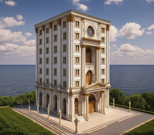 renaissance tower,marble palace,palazzo,venetian hotel,ancient roman architecture,byzantine architecture,3d rendering,classical architecture,stalin skyscraper,palazzo barberini,residential tower,europe palace,celsus library,temple of diana,house of the sea,tower of babel,barberini,villa cortine palace,temple of poseidon,neoclassical,Photography,General,Realistic