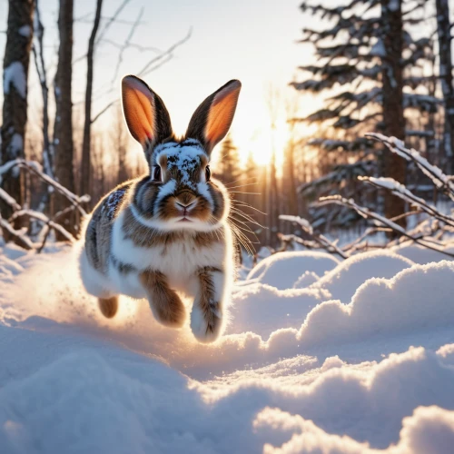 snowshoe hare,arctic hare,mountain cottontail,european rabbit,wild hare,hare trail,wild rabbit,dwarf rabbit,snow hare,jackrabbit,cottontail,jack rabbit,hare of patagonia,rabbits and hares,eastern cottontail,lepus europaeus,winter animals,domestic rabbit,hoppy,hares,Photography,General,Realistic