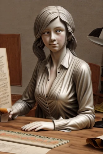 librarian,clavichord,wooden mannequin,receptionist,wooden doll,blonde woman reading a newspaper,jane austen,girl studying,girl at the computer,pianist,sepia,vintage ilistration,secretary,writing desk,salesgirl,bookkeeper,business woman,businesswoman,victorian lady,woman holding pie