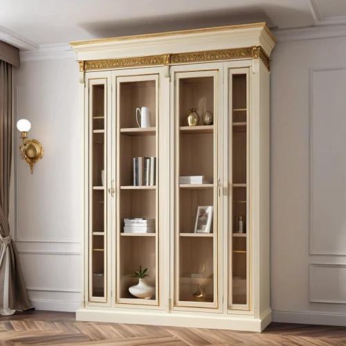 armoire,bookcase,chiffonier,cabinetry,china cabinet,storage cabinet,walk-in closet,cupboard,bookshelves,cabinet,danish furniture,pantry,room divider,tv cabinet,cabinets,danish room,gold stucco frame,sideboard,bookshelf,kitchen cabinet,Photography,General,Realistic