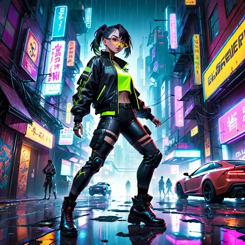 cyberpunk,high-visibility clothing,neon,sci fiction illustration,neon human resources,renegade,game illustration,noodle image,neon colors,neon lights,neon arrows,cyber,neon light,game art,pedestrian,vector girl,cg artwork,hong,hk,nico,Anime,Anime,General
