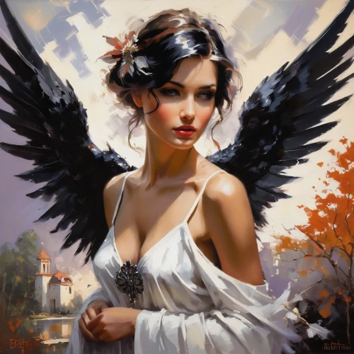 black angel,dark angel,angel wings,baroque angel,vintage angel,angel wing,winged heart,fantasy art,angel girl,cupido (butterfly),love angel,fallen angel,angel,business angel,cupid,winged,fantasy picture,faery,faerie,archangel,Conceptual Art,Oil color,Oil Color 09