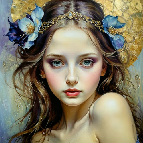 faery,mystical portrait of a girl,faerie,little girl fairy,fairy queen,flower fairy,fantasy portrait,fantasy art,girl in a wreath,child fairy,fairy,flower girl,girl in flowers,cupido (butterfly),girl portrait,bluebell,golden lilac,water nymph,vanessa (butterfly),portrait of a girl